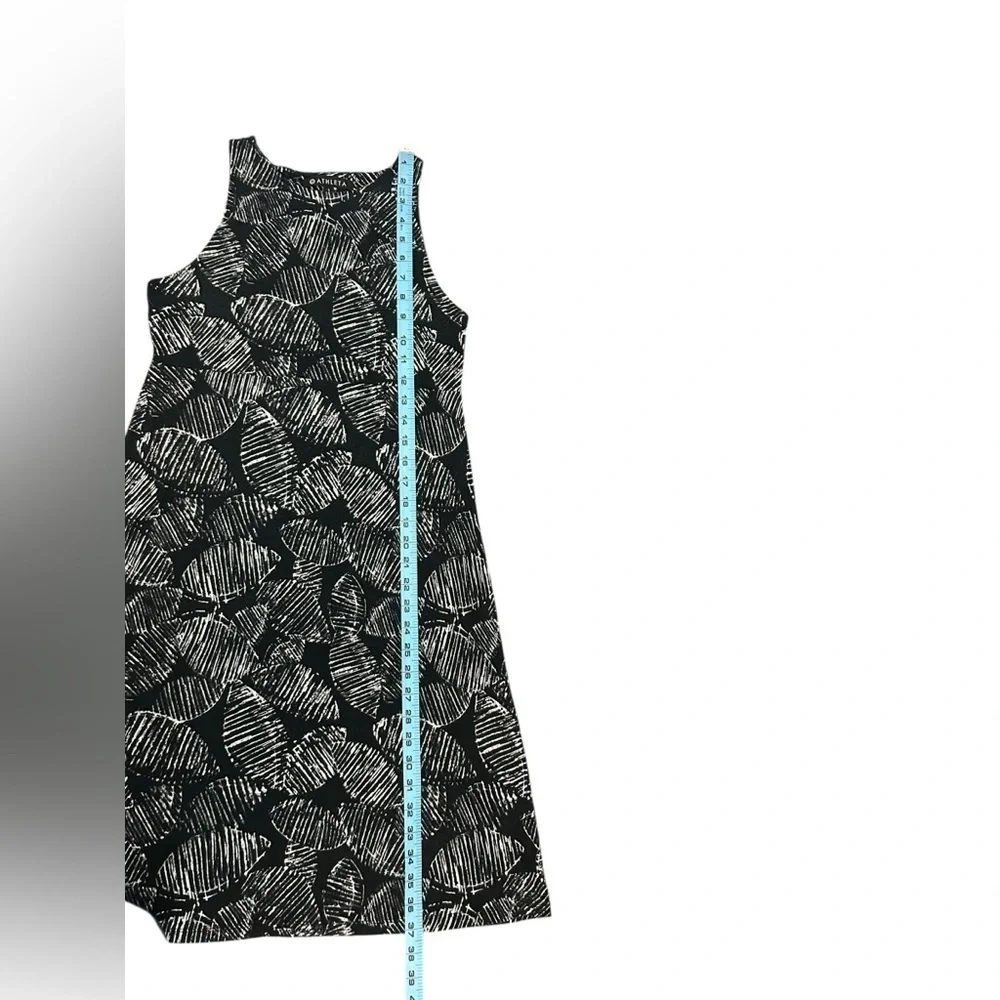 Athleta Black Palm Leaf Santorini Printed High Neck Dress Modal Blend Womens Sml